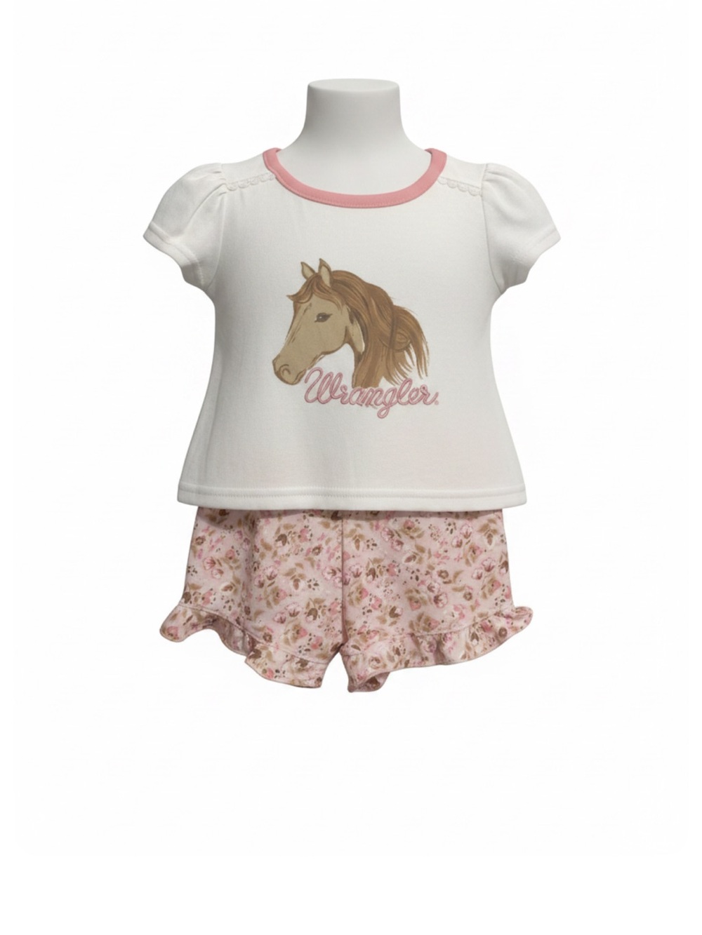 Wrangler White & Pink Horse Graphic Girls 2piece set